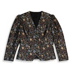 Vintage 80s Patra Metallic Floral Brocade Blazer Jacket  No Size Tag (Fits L/XL)